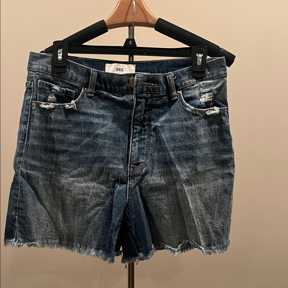 BKE Distressed Dark Blue Jean Shorts